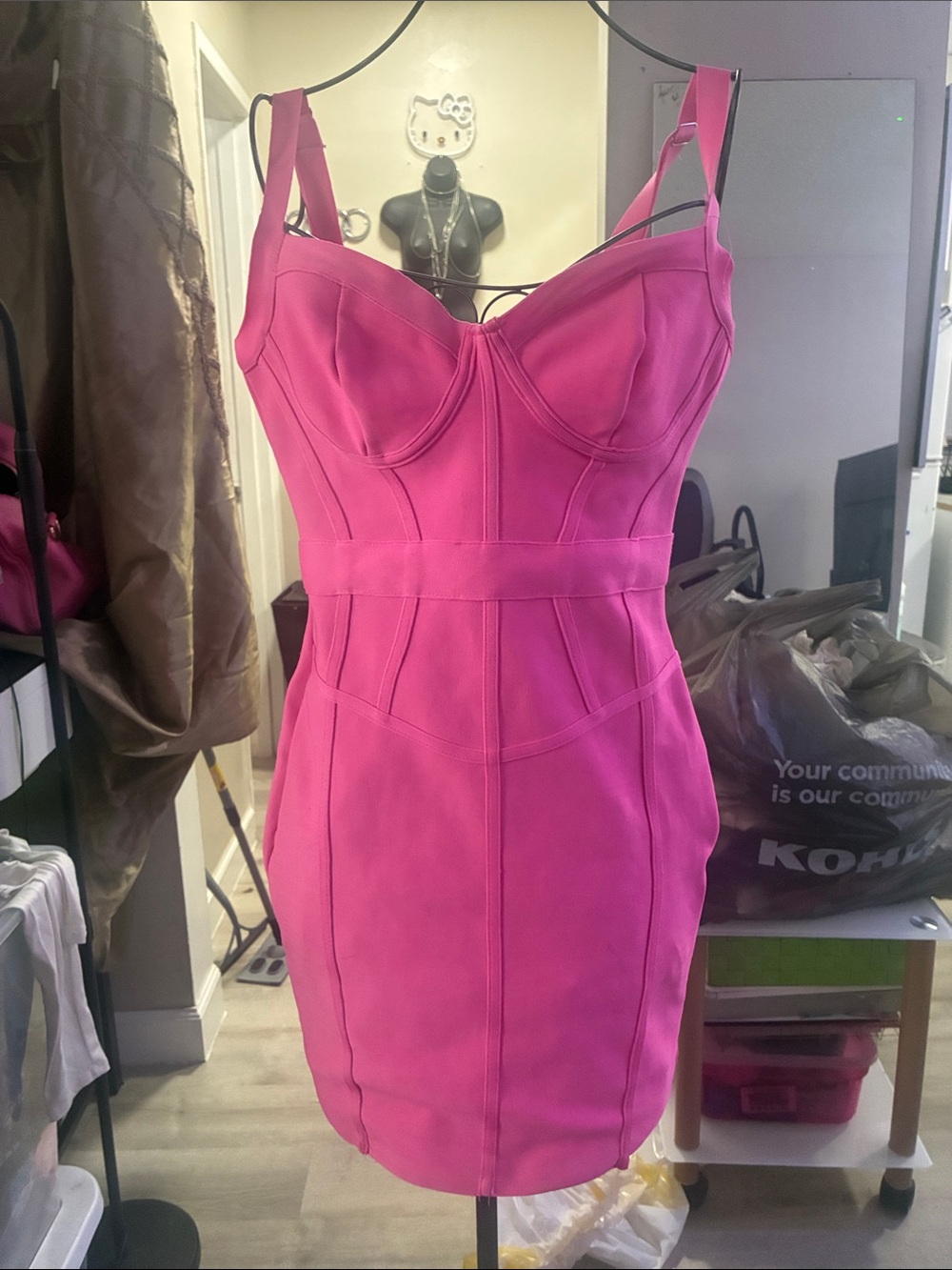 iris Hot Pink Structured Bustier Mini Dress